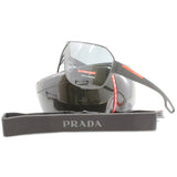 Prada Sport Matte Black Rubber/Grey Unisex Shield Sunglasses PS52QS DG01A1