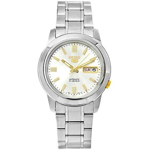 Seiko 5 SNKK09 K1 Silver and Gold Dial Stainless Steel Men's Automatic Watch