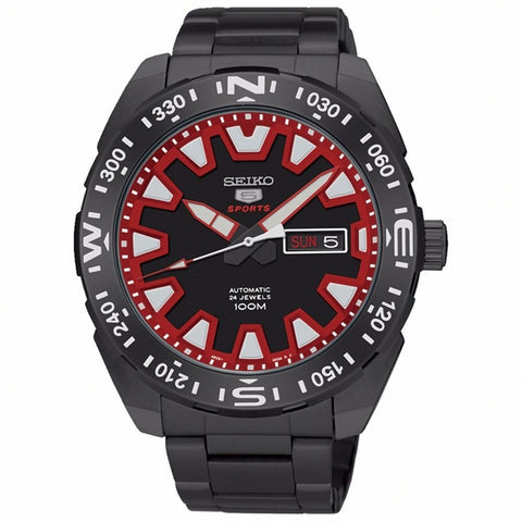 Seiko 5 Sports SRP749 J1 Gunmetal/Black & Red Dial Men's Automatic Watch