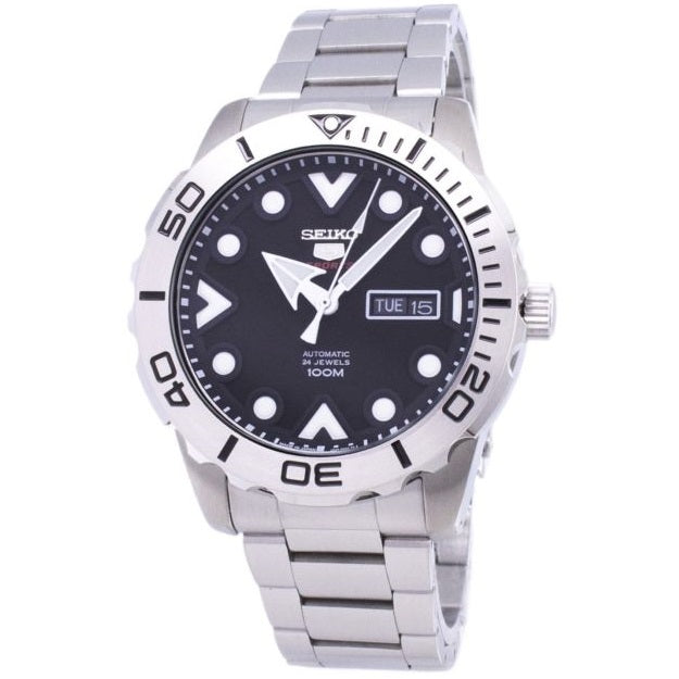 Seiko 5 Sports Black Dial Stainless Steel Men's Automatic Analog Watch SRPA03J1