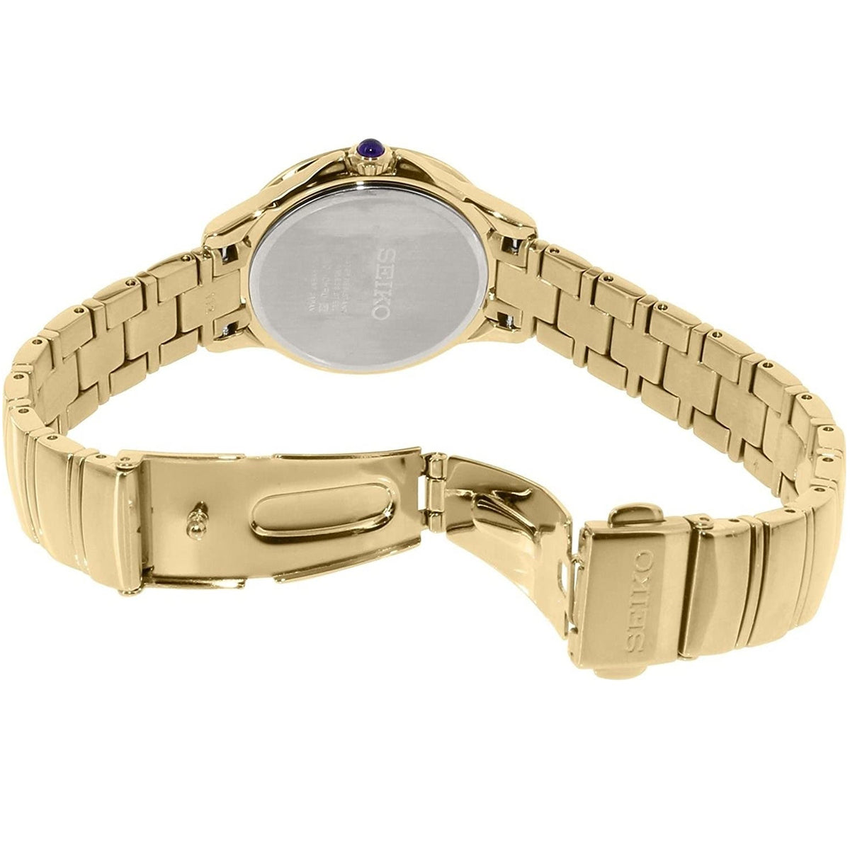 Seiko Swarovski Gold/White Dial Women's Analog Quartz Watch SRZ442P1
