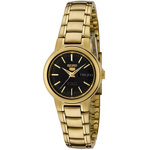 Seiko 5 SYME48 K1 Gold with Black Dial Women's Automatic Analog Watch