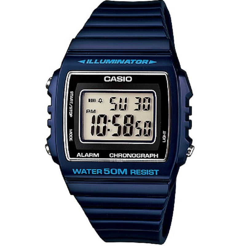 Casio Shiny Dark Blue 50m Unisex Multi-function Digital Watch W-215H-2A