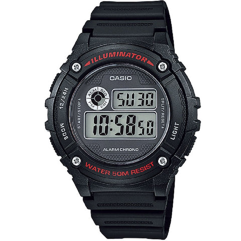 Casio Black 50m Unisex Digital Sports Watch W-216H-1A