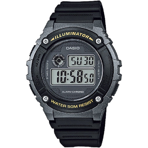Casio Grey Black 50m Unisex Digital Sports Watch W-216H-1B