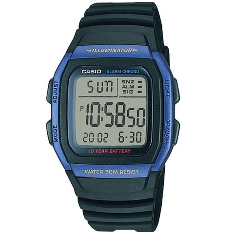 Casio W-96H-2A Blue and Black 50m Dual Time Unisex Digital Sports Watch