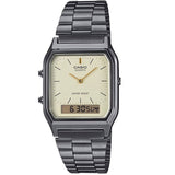 Casio AQ-230GG-9A Grey Champagne Stainless Steel Retro Digital Analog Dual Time Watch