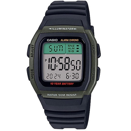 Casio W-96H-3A Green and Black 50m Dual Time Unisex Digital Sports Watch