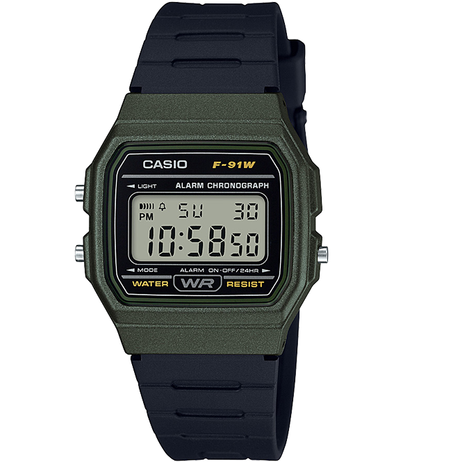Casio Green Black Multi-Function Unisex Digital Watch F-91WM-3