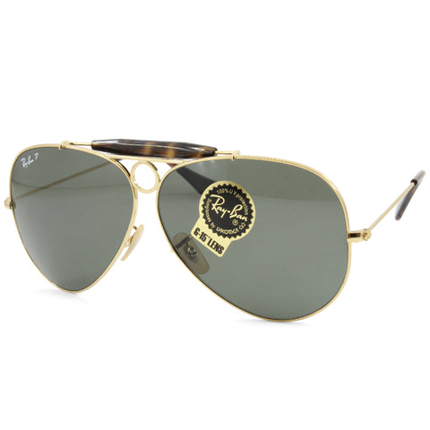 Ray-Ban Aviator Shooter RB3138 181 Gold/Green G15 Unisex Sunglasses Size 62