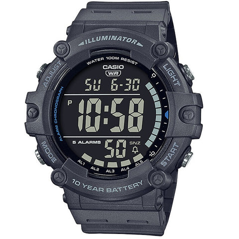 Casio Black Men's Dual Time 100m Multifunction Digital Sports Watch AE-1500WH-8B