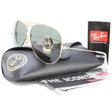 Ray-Ban RB3138 001 Aviator Shooter Gold/Green Unisex Sunglasses Size 58 & 62