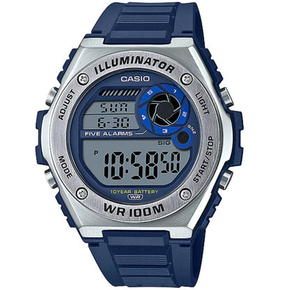 Casio Silver/Blue Men's 100m Multifunction Digital Sports Watch MWD-100H-2A