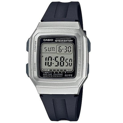 Casio F-201WAM-7 Black and Silver Dual Time Unisex Digital Watch