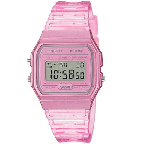 Casio F-91WS-4 Light Pink Transparent Strap Multifunction Digital Watch