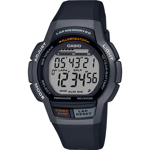Casio WS-1000H-1AV Black Lap Memory Runners 100m Men's Digital Sports Watch