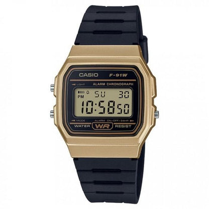 Casio Gold & Black Multi-Function Unisex Digital Watch F-91WM-9