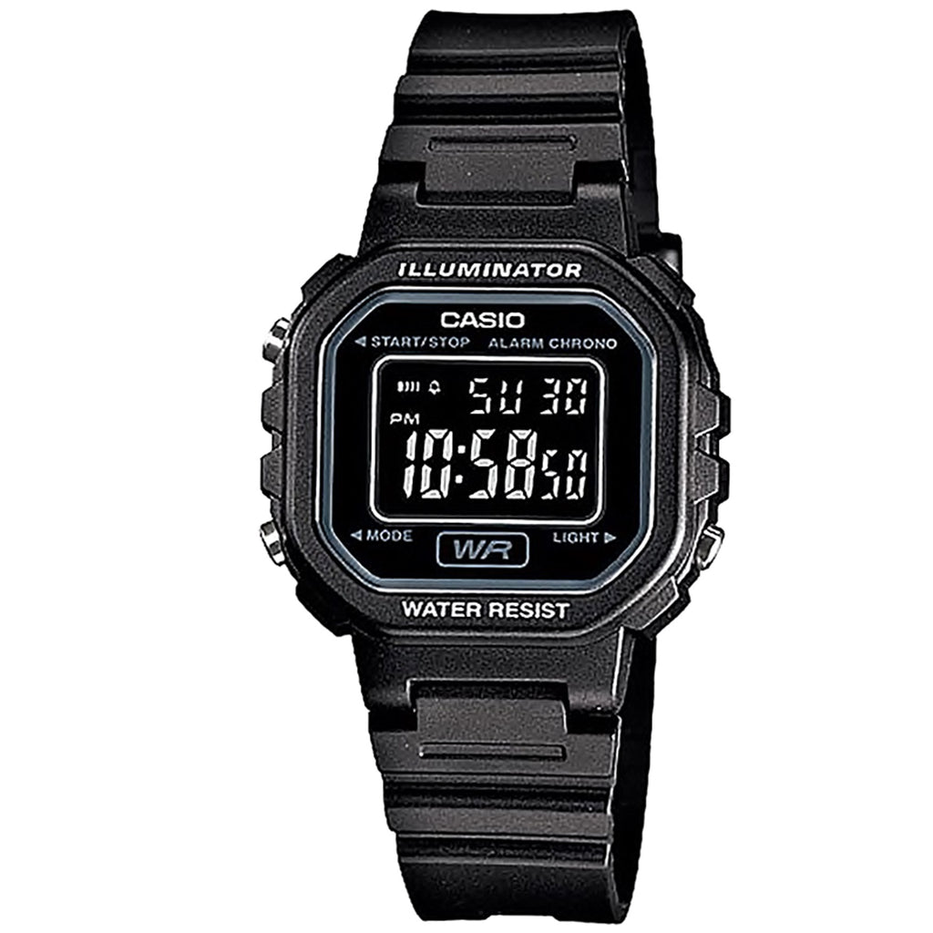 Casio LA-20WH-1B Small Black Reverse LCD Women's  Multifunction Digital Watch